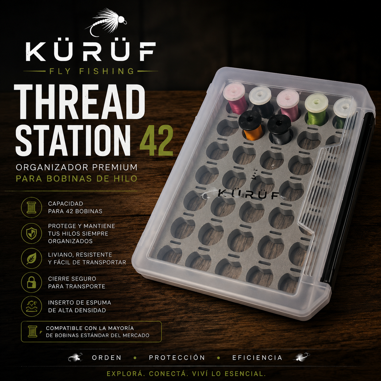 Organizador Premium para Bobinas de Hilo KÜRÜF | Capacidad para 42 Bobinas