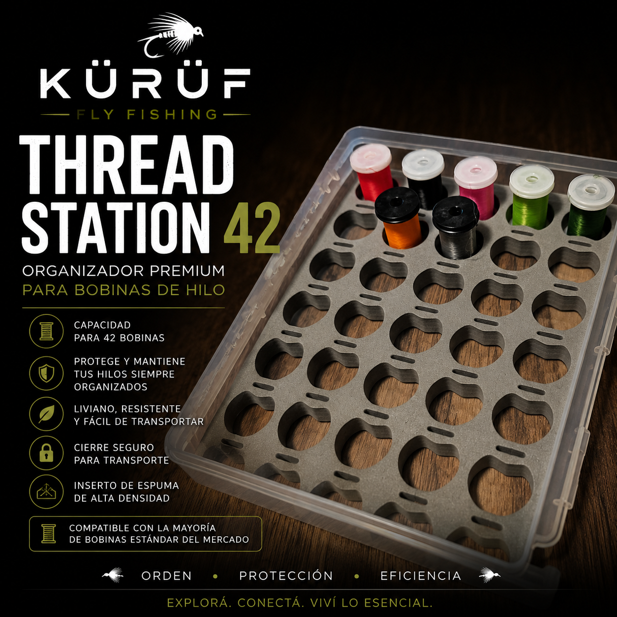 Organizador Premium para Bobinas de Hilo KÜRÜF | Capacidad para 42 Bobinas